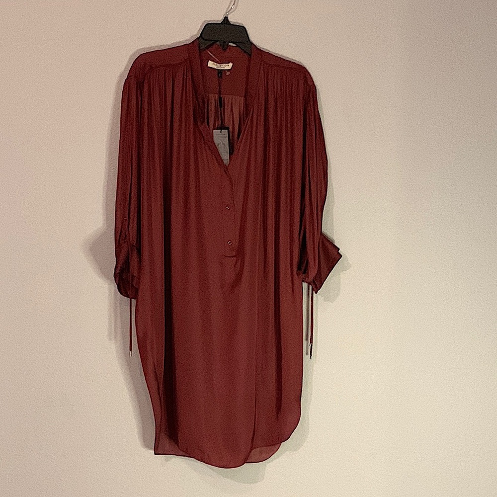 Halston Heritage Wine Comfortable Casual Shirtdress. Size Large.  New !